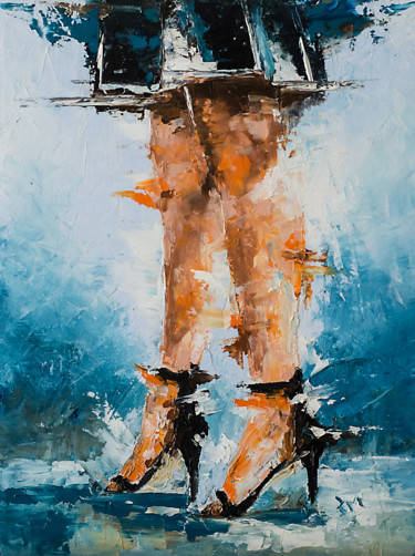 Pittura intitolato "Woman legs on the s…" da Marinko Šarić, Opera d'arte originale, Olio