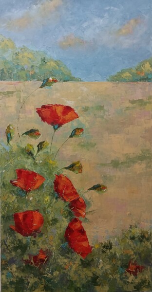 「Red poppy flowers i…」というタイトルの絵画 Marinko Šarićによって, オリジナルのアートワーク, オイル