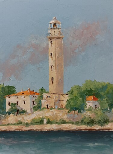 Painting titled "Savudrija lighthous…" by Marinko Šarić, Original Artwork, Oil