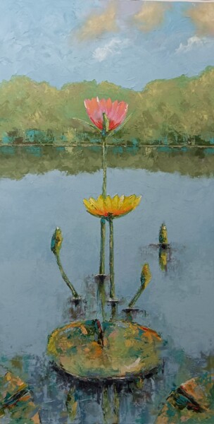 Malerei mit dem Titel "Water lily flowers…" von Marinko Šarić, Original-Kunstwerk, Öl