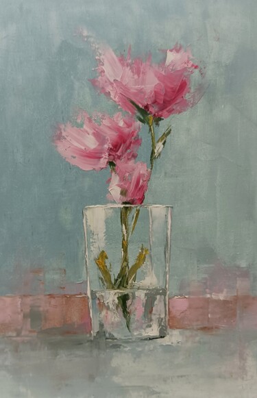 Malerei mit dem Titel "Abstract flowers in…" von Marinko Šarić, Original-Kunstwerk, Öl