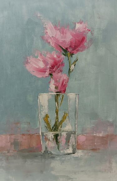 Painting titled "Abstract flowers in…" by Marinko Šarić, Original Artwork, Oil