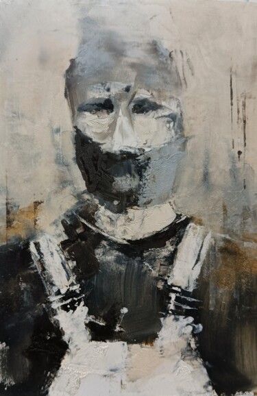 Schilderij getiteld "Abstract man portra…" door Marinko Šarić, Origineel Kunstwerk, Olie