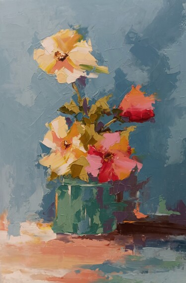Peinture intitulée "Flowers in vase. Mo…" par Marinko Šarić, Œuvre d'art originale, Huile