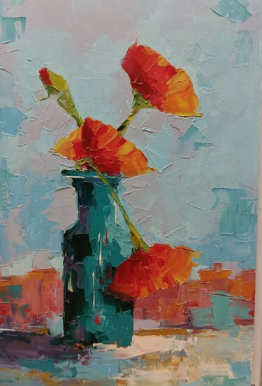 Картина под названием "Red poppy flowers i…" - Marinko Šarić, Подлинное произведение искусства, Масло