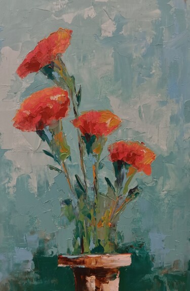 Ζωγραφική με τίτλο "Carnations flowers…" από Marinko Šarić, Αυθεντικά έργα τέχνης, Λάδι