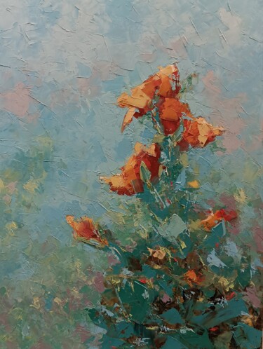 Malerei mit dem Titel "Red roses in garden" von Marinko Šarić, Original-Kunstwerk, Öl