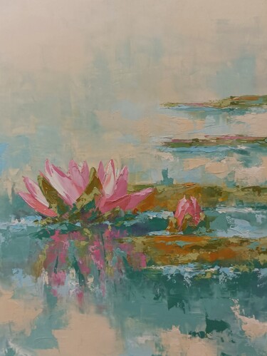 Painting titled "Water lily flowers 3" by Marinko Šarić, Original Artwork, Oil
