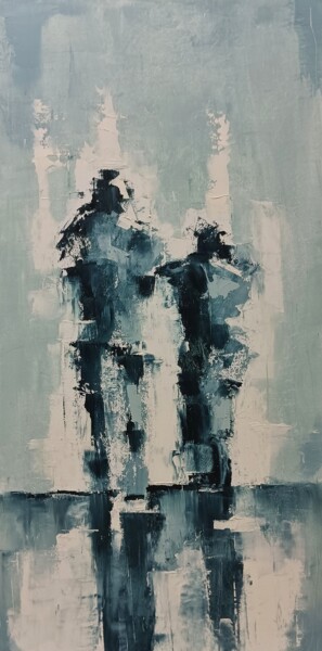 Painting titled "Old couple on the s…" by Marinko Šarić, Original Artwork, Oil
