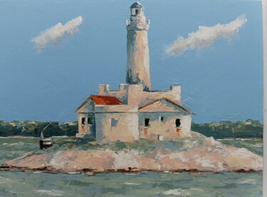 Pittura intitolato "Porer lighthouse on…" da Marinko Šarić, Opera d'arte originale, Olio