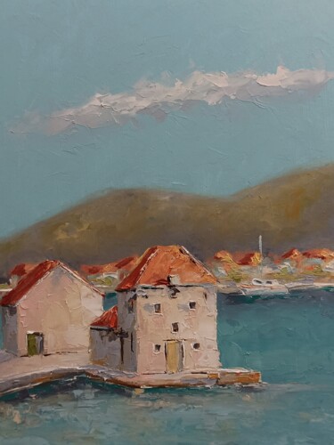 Malerei mit dem Titel "Old village on isla…" von Marinko Šarić, Original-Kunstwerk, Öl