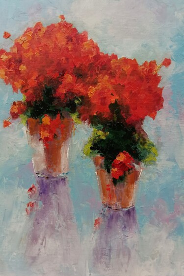 Painting titled "Still life with red…" by Marinko Šarić, Original Artwork, Oil