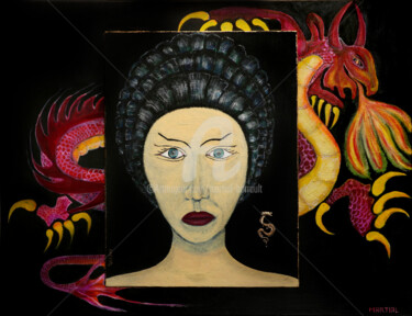 Painting titled "Portrait d'une inco…" by Martial Barrault, Original Artwork, Acrylic Mounted on Wood Stretcher frame