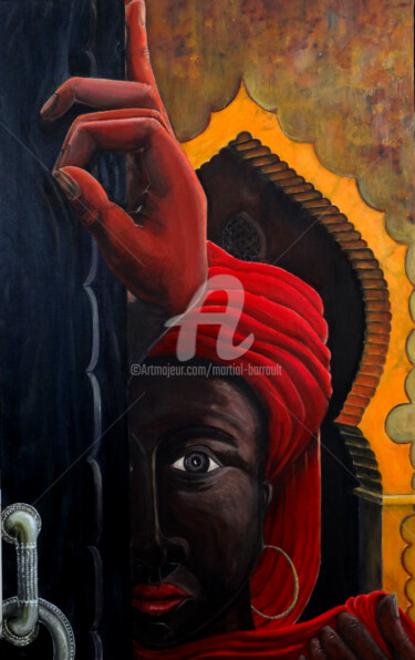 Peinture intitulée "la gardienne" par Martial Barrault, Œuvre d'art originale, Pigments