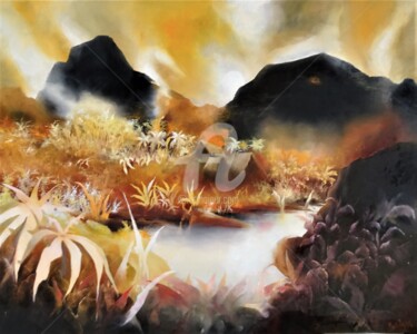 Картина под названием "Latitudes 1" - Martial Bidard, Подлинное произведение искусства, Масло Установлен на Деревянная рама…