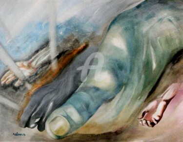 Peinture intitulée "De faiblesse en pou…" par Martial Bidard, Œuvre d'art originale, Huile