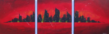 Pintura titulada "" Manhattan "" por Martial Dumoulin, Obra de arte original, Acrílico Montado en Bastidor de camilla de mad…