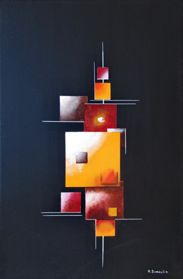 Schilderij getiteld "" Eclipse "" door Martial Dumoulin, Origineel Kunstwerk, Acryl Gemonteerd op Frame voor houten brancard