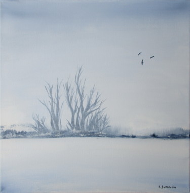 Peinture intitulée "" Brume "" par Martial Dumoulin, Œuvre d'art originale, Acrylique Monté sur Châssis en bois