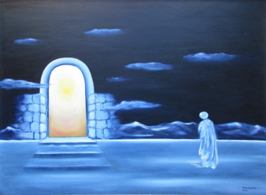 Painting titled "Le passage" by Martial Dumoulin, Original Artwork, Oil Mounted on Wood Panel