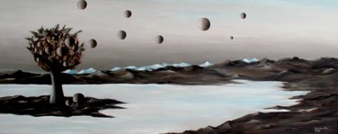Peinture intitulée "" Création 1er... 2…" par Martial Dumoulin, Œuvre d'art originale, Huile Monté sur Panneau de bois