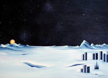 Картина под названием "" ère glaciaire "" - Martial Dumoulin, Подлинное произведение искусства, Масло Установлен на Деревянн…