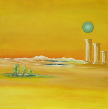 Картина под названием "" Vert de lune "" - Martial Dumoulin, Подлинное произведение искусства, Масло Установлен на Деревянна…