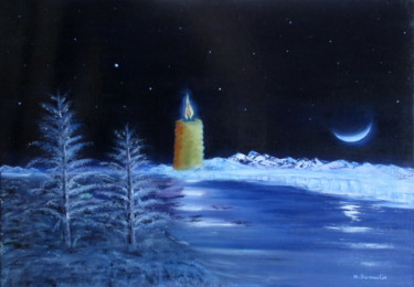 Картина под названием "" Lueur d'espoir "" - Martial Dumoulin, Подлинное произведение искусства, Масло Установлен на Деревян…