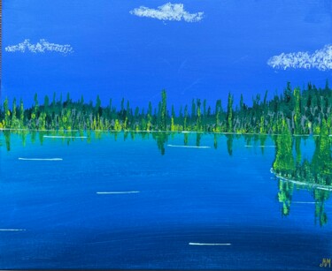 Painting titled "Bleu lagon" by Martial Molmy, Original Artwork, Acrylic