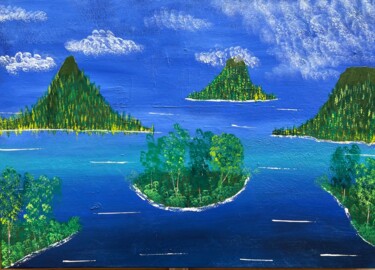 Painting titled "Île" by Martial Molmy, Original Artwork, Acrylic