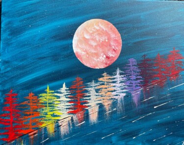Painting titled "Claire de lune" by Martial Molmy, Original Artwork, Acrylic