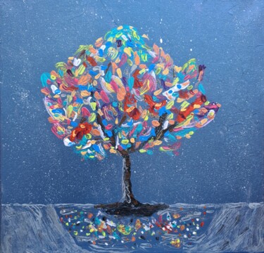 Peinture intitulée "Arbre coloré" par Martial Molmy, Œuvre d'art originale, Acrylique