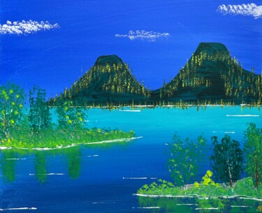 Malerei mit dem Titel "Lac" von Martial Molmy, Original-Kunstwerk, Acryl