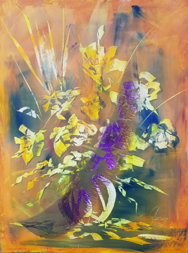 Painting titled "bouquet imaginaire." by Martial Perrucon, Original Artwork, Oil