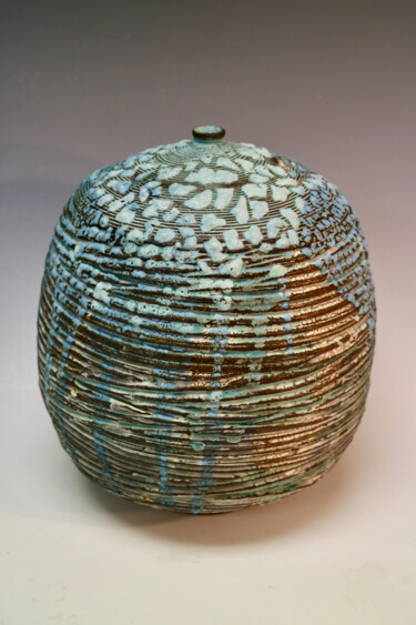 Sculpture titled "Blue Patches & Conc…" by Martie Geiger-Ho, Original Artwork, Ceramics
