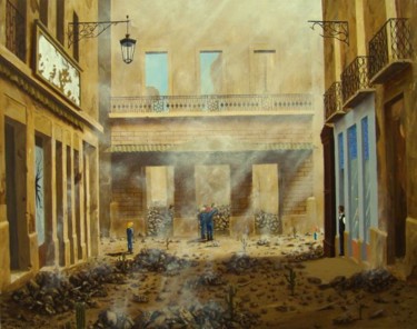 Pintura intitulada "Chiado 1988-2008" por Martim Cymbron, Obras de arte originais, Óleo