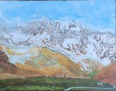 Painting titled "We and the mountains" by Martin Ashkhatoev, Original Artwork, Acrylic