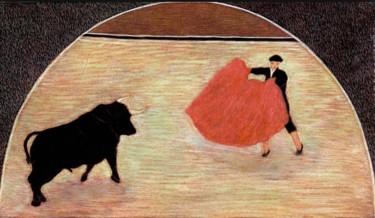 Peinture intitulée "Bullfighter" par Martin Ashkhatoev, Œuvre d'art originale, Acrylique