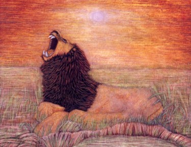 Painting titled "King of beasts" by Martin Ashkhatoev, Original Artwork, Acrylic