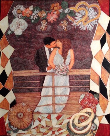 Painting titled "Newlyweds" by Martin Ashkhatoev, Original Artwork, Acrylic