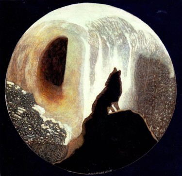 Peinture intitulée "lone wolf" par Martin Ashkhatoev, Œuvre d'art originale, Acrylique