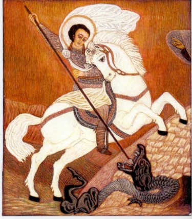 Картина под названием "St. George the Vict…" - Martin Ashkhatoev, Подлинное произведение искусства, Акрил