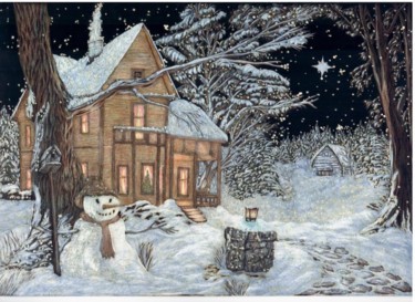 Painting titled "Christmas" by Martin Ashkhatoev, Original Artwork, Acrylic