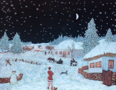 Painting titled "Christmas Eve" by Martin Ashkhatoev, Original Artwork, Acrylic