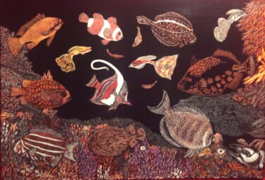 Painting titled "Fishes 3" by Martin Ashkhatoev, Original Artwork, Acrylic