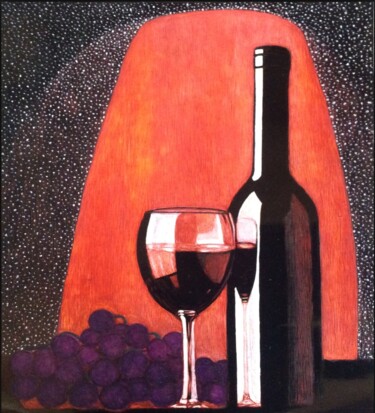 Painting titled "Night still life" by Martin Ashkhatoev, Original Artwork, Acrylic