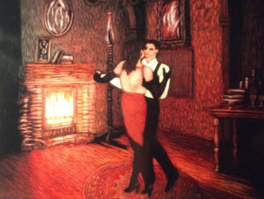 Pittura intitolato "Night tango" da Martin Ashkhatoev, Opera d'arte originale, Acrilico