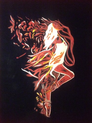 Painting titled "Fire show" by Martin Ashkhatoev, Original Artwork, Acrylic