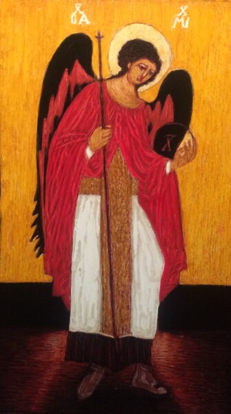 Painting titled "Archangel Michael B…" by Martin Ashkhatoev, Original Artwork, Acrylic