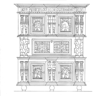 Gravures & estampes intitulée "Renæssancechatol" par Martin Barslev, Œuvre d'art originale, Crayon